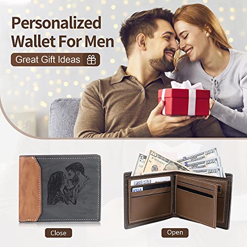 Jewelstruck Wallet for Men Personalized Photo Wallet Custom Picture Text Bifold Leather Mens Wallets Gifts for Men Dad Husband Fiance Boyfriend Son Brother Birthday Anniversary Fathers Day (Style 5)4