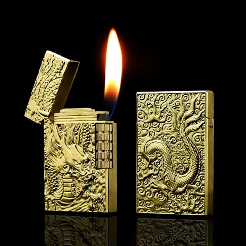Encendedor recargable de butano con diseño dragón dorado miniatura 4