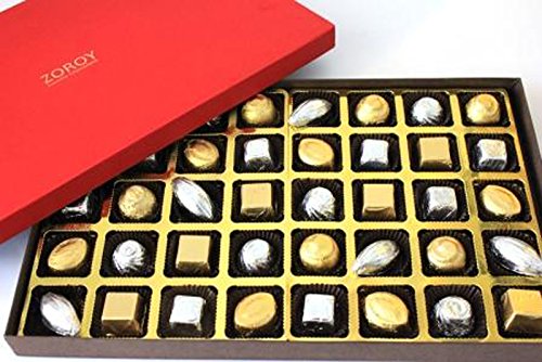 ZOROY Luxury Chocolate Deluxe Red Gift Box Pack Of 40 Assorted Milk & Dark Belgian Chocolates For Celebration Corporate Diwali Birthday Anniversary wedding Festive