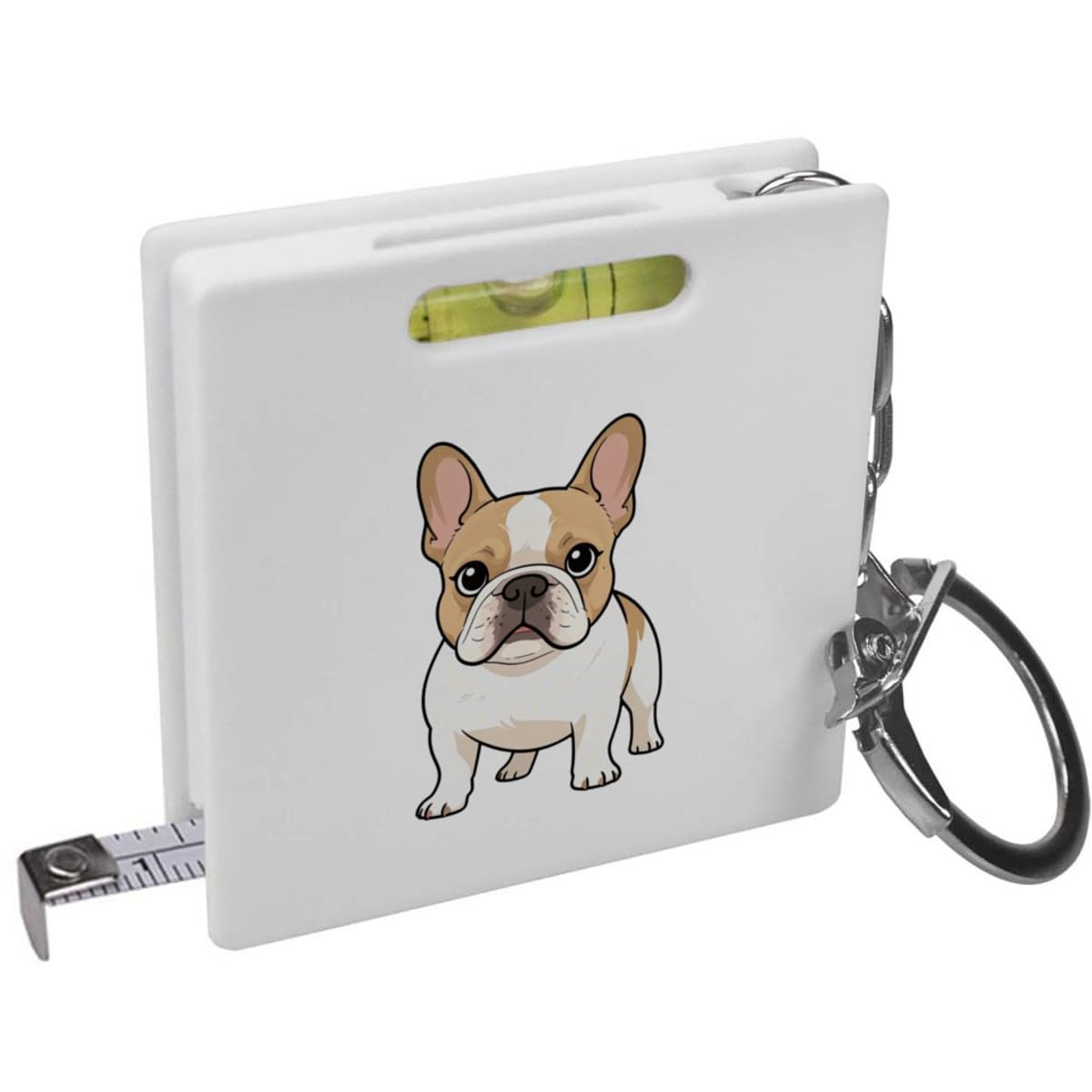 Azeeda 'Anime French Bulldog' Keyring Tape Measure/Spirit Level Tool (KM00049726)