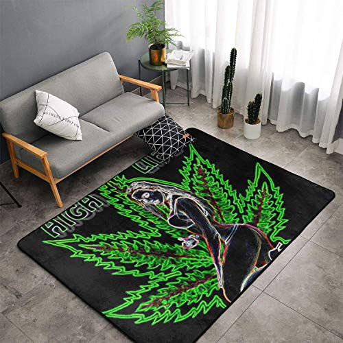 NiYoung Bedroom Livingroom Sitting-Room King Size Kitchen Rugs Home Decor - Beauty Psychedelic Marijuana Leaf Weed Black Doormat Floor Mat Fast Dry Toilet Bath Rug Exercise Mat Throw Rugs Runner