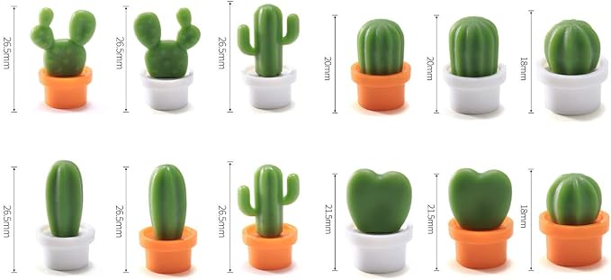 Imanes decorativos para refrigerador cactus 12 piezas miniatura 3