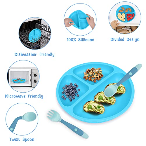Vicloon Baby Suction Plate, 3Pcs Silicone Baby Suction Plates, Non Slip Silicone Toddler Weaning Plate - Image 4