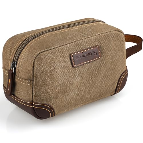 Emissary Men's Leather & Canvas Travel Toiletry Bag