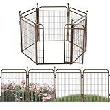 Gardner Pet Dog Playpen,32 inch 6 Panels Heavy Duty Puppy Pen Outdoor/Indoor,Foldable Exercise Pen for Small/Medium/Large Dogs with Gravity Automatic Lock,Dog Fence for rv Camping/Yard/Garden,Brown