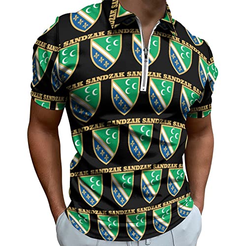 Sandzak flagga herr pikétröjor kortärmad golf tennis t-shirt ledig arbete t-shirt toppar S