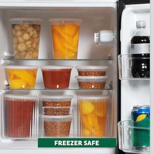 Image of Freshware Food Storage Containers with Lids [8 /16 /32 oz x 20 each, 60 sets] Deli Containers, Microwave and Freezer Safe, Stackable, Leakproof, BPA Free, Clear