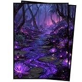 Card Sleeves for (MTG) - 100 Full Art Panoramic Lands,MTG lorwyn Premium Matte, 5 Color Landscape Art (Black)
