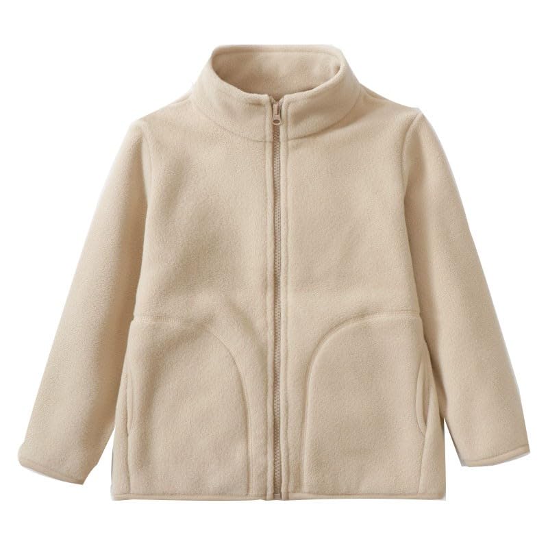 Veste polaire enfant couleur unie à col montant zippé veste chaude hiver fille garçon