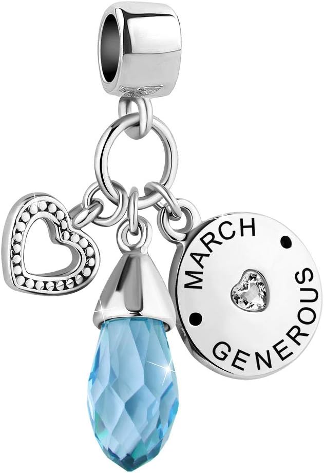 LovelyJewelryDecember Birthday Heart Love Simulated Birthstone Charms for Bracelets