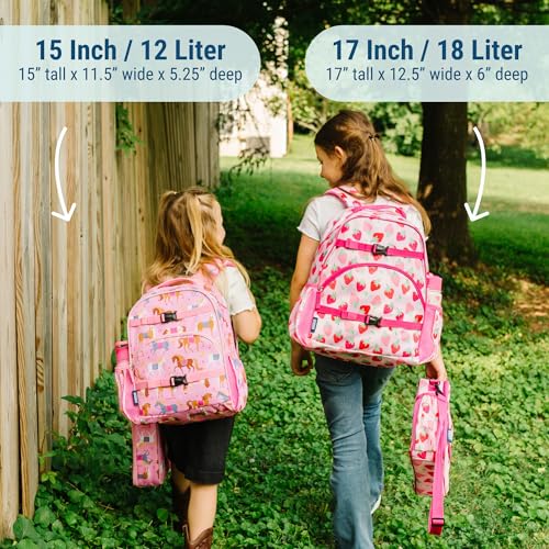 Image of Wildkin Kids Backpack for Boys & Girls, ECO rPET Recycled Lightweight 17 inch Large Bookbag with Padded Straps - Ideal for Middle School, Travel & Daycare, Ages 7-14 - Strawberry