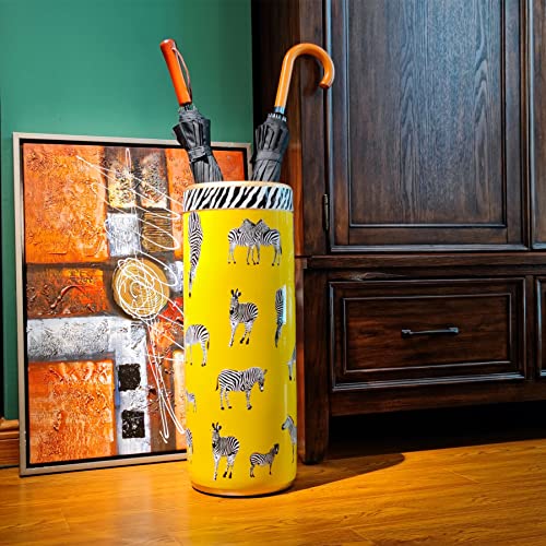 HOZUSO Umbrella Racks Porcelain Ceramic Umbrella Zebra Print Stand Umbrella Holder Modern Style Floor Vase for Storing Canes Walking Sticks for Entryway Indoor 24‘’High