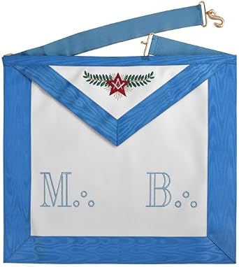 Master Mason Blue Lodge French Regulation Apron - Blue Ribbon Machine Embroidery