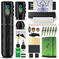 INKin Kits de Tatouage, Machine à Tatouer Sans Fil avec Course Réglable 2,0-4,2mm et Batteries 1600mAh, Machine a Tatouer Kit Complet avec Bluetooth Imprimante Stencil Tatouage et Encre Noire Tatouage