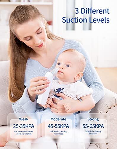 Baby Nose Sucker,Nasal Aspirator For Baby,Nasal Aspirator For Toddler,Electric Baby Nose Suction-Rechargable,3 Levels Power Suction,Music And Light Soothing Function #TOP1
