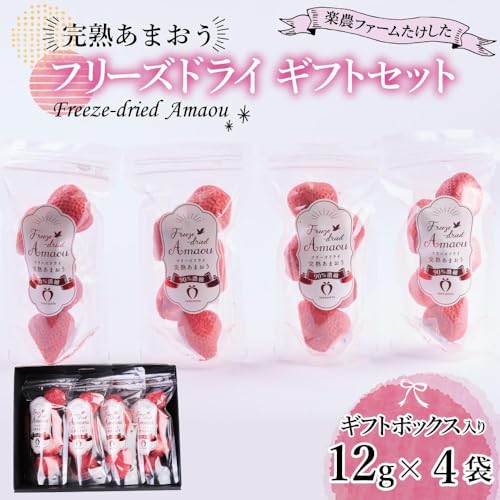 形も味もそのまま楽しめる!完熟あまおう[フリーズドライギフトセット] (12g×4袋)