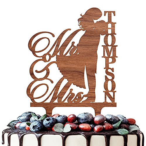 Personalized Wedding Cake Toppers Silhouette, Mr Mrs Cake Topper, Custom Acrylic Cake Decorations, Personalized Cake Topper For Bride & Groom, 3 Wood Patterns #TOP4