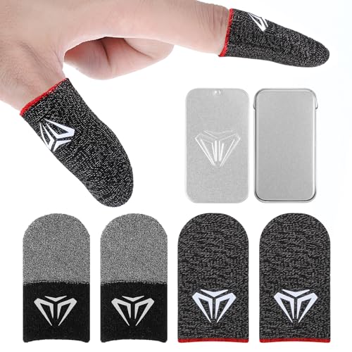 Sibba 4Pcs Mobile Gaming Finger Sleeves Ultra-Thin Carbon Fiber Thumb Sleeves for Mobile Games, Anti-Sweat & Anti-Slip Perfect Touchscreen Glide Gamer Profesionales, Universal with All Devices