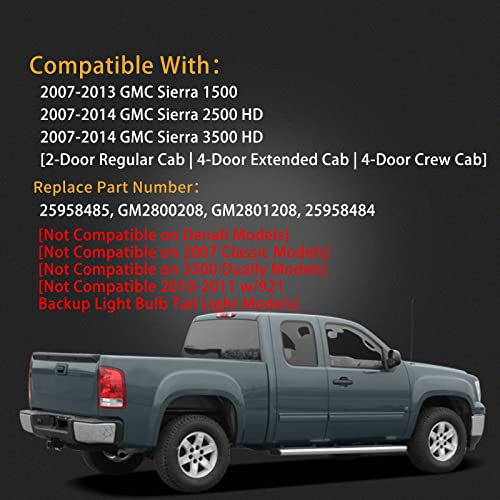 Mikafex Left Driver Side Tail Light Assembly Compatible With 2007-2013 Gmc Sierra 1500 2500Hd 3500Hd Rear Taillight Tail Lamp Brake Lamp With Bulb Inside,Replace# Gm2800208. #TOP4