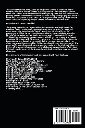 Canon EOS Rebel T7/2000D User Guide: The Complete Manual with Tips & Tricks for Beginners and Pro to