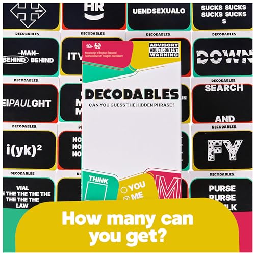 Spin Master Games Decodables – A Hysterical Adult Party Game, Hidden Phrase Card Game for Bachelorette Parties, College, Birthdays, & More, for Ages 17+