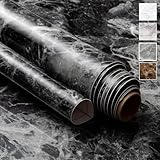 Black Grey Granite Look Marble Effect Interior Film Vinyl Self Adhesive Peel-Stick Counter Top (2' x 6.56 ft(2Pack))