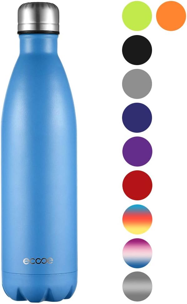 ecooe Insulated Double Walled Stainless Steel Flask 500-750ml Reusable Thermos Vaccum Water Bottle for Hot and Cold Drinks BPA Free Leak Proof