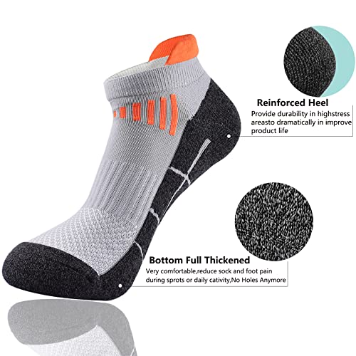 J.WMEET Mens Low Cut Ankle Athletic Socks Cotton Mesh Cushioned Running Ventilation Sports Tab Socks 6Pack4