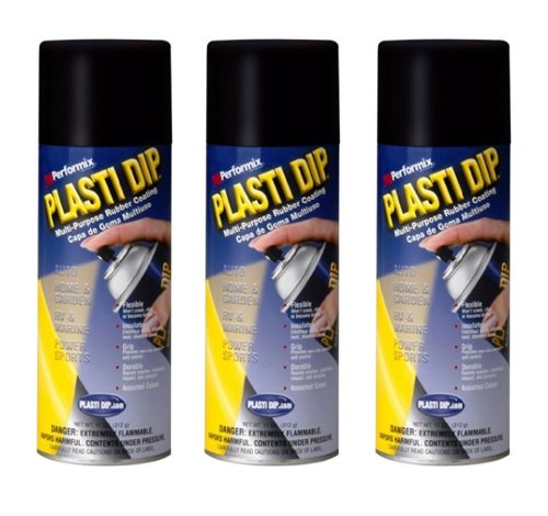 Plasti Dip PLASTIDIP-BLACK-11OZ 3 Pack Plasti Dip Mulit-Purpose Rubber Coating Spray Black 11Oz Aerosol cover