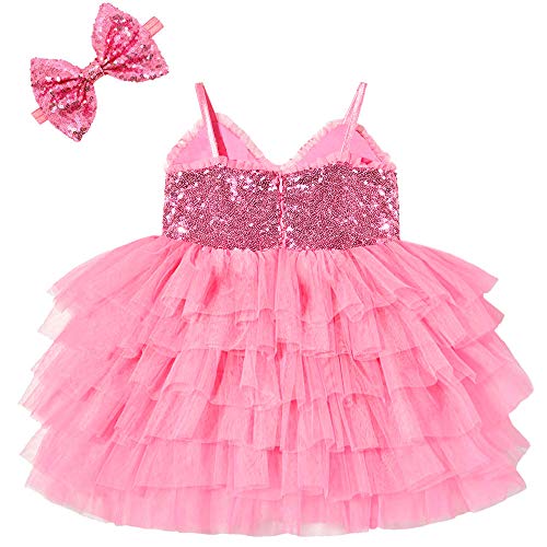 Cilucu Baby Girl Cake Smash Dress Infant Sequin Flower Girl Dress Tutu with Cute Bow2