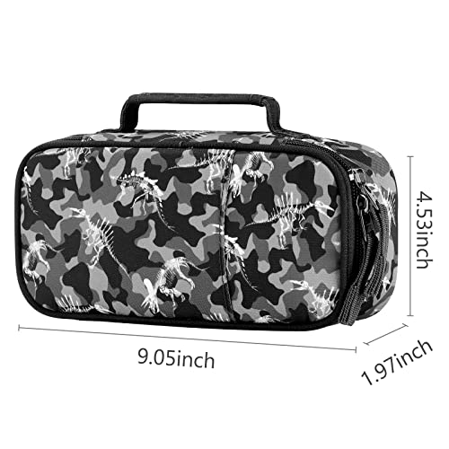 Image of Choco Mocha Dinosaur Pencil Case for Boys, Soft Pencil Case Kids Pencils Pouch for Kindergarten Boys, Gray