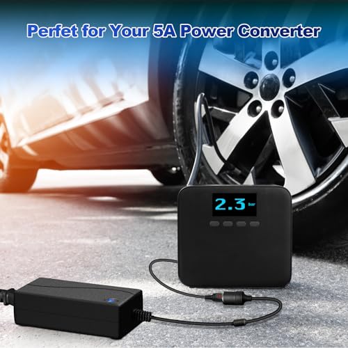 Spannungswandler 230V auf 12V, KFZ Netzadapter 5A 60W, Adapter Zigarettenanzünder Steckdose, AC auf DC Adapter 12V auf 230V, für Auto-Staubsauger, Kompressoren, Kühlbox