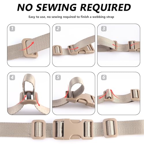 LEBATSION Kit de correias de fivelas 2,5 cm - 6 peças de fivelas de liberação dupla lateral, 12 peça