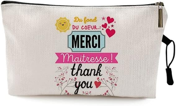 fashionAE - Merci Maitresse Atsem French Print Pencil Case School Stationery Storage Bags Travel Makeup Wash Pouch Best Gifts (Pattern 13 22 x 13 CM)