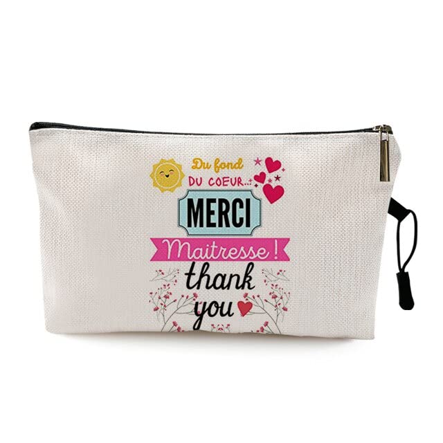 fashionAE - Merci Maitresse Atsem French Print Pencil Case School Stationery Storage Bags Travel Makeup Wash Pouch Best Gifts (Pattern 13 22 x 13 CM)