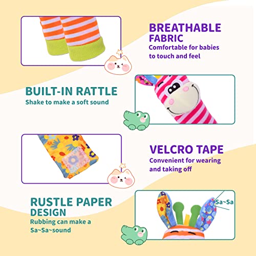 Accevo Baby Handgelenk Rasseln & Rasseln Socken Baby Kuscheltiere Frühes Lernspielzeug für Kleinkinder Neugeborene Baby Geschenke Spielzeug für Babys Baby Shower Geschenk 0-12 Monate