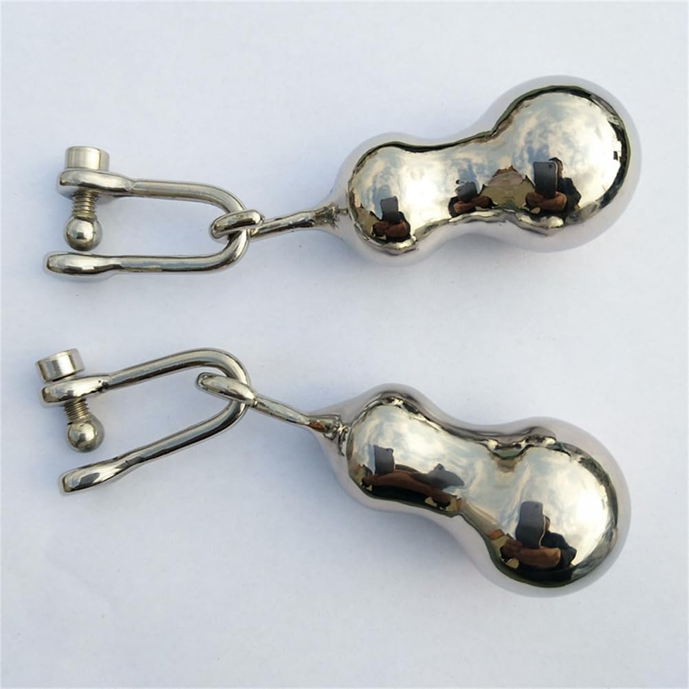 1 Paar Edelstahl Einstellbare Nippelklemmen Stimulation, Metall Schwer Fetisch Brustwarzenklemmen/Nipple Clamps mit Anhänger Erotik BDSM Sexspielzeug für Frauen,Silber,Verstellbar