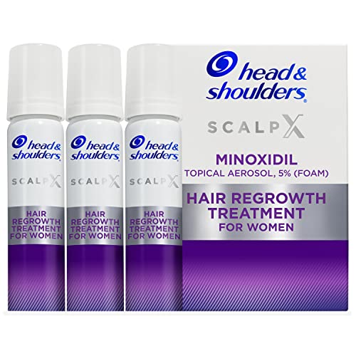 Head & Shoulders Scalp X 5% Minoxidil Hair Regrowth Treatment for Women, Topical Foam, 6 Month Supply, White, 2.11 Fl Oz, Pack of 3