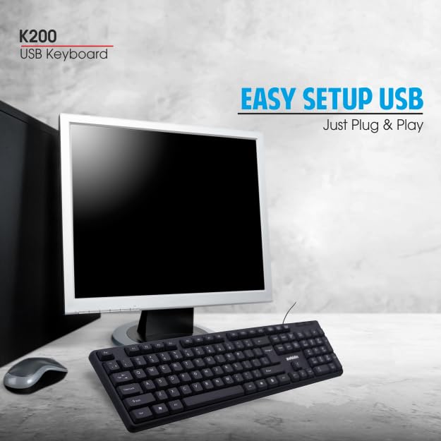Image of Zebion K200 USB Keyboard Comes with 104 Keys Including 12 Dedicated Function Keys & Rupee Key, Long Life 1 Billion Keystrokes,Retractable Stand and Slim Design (Black)
