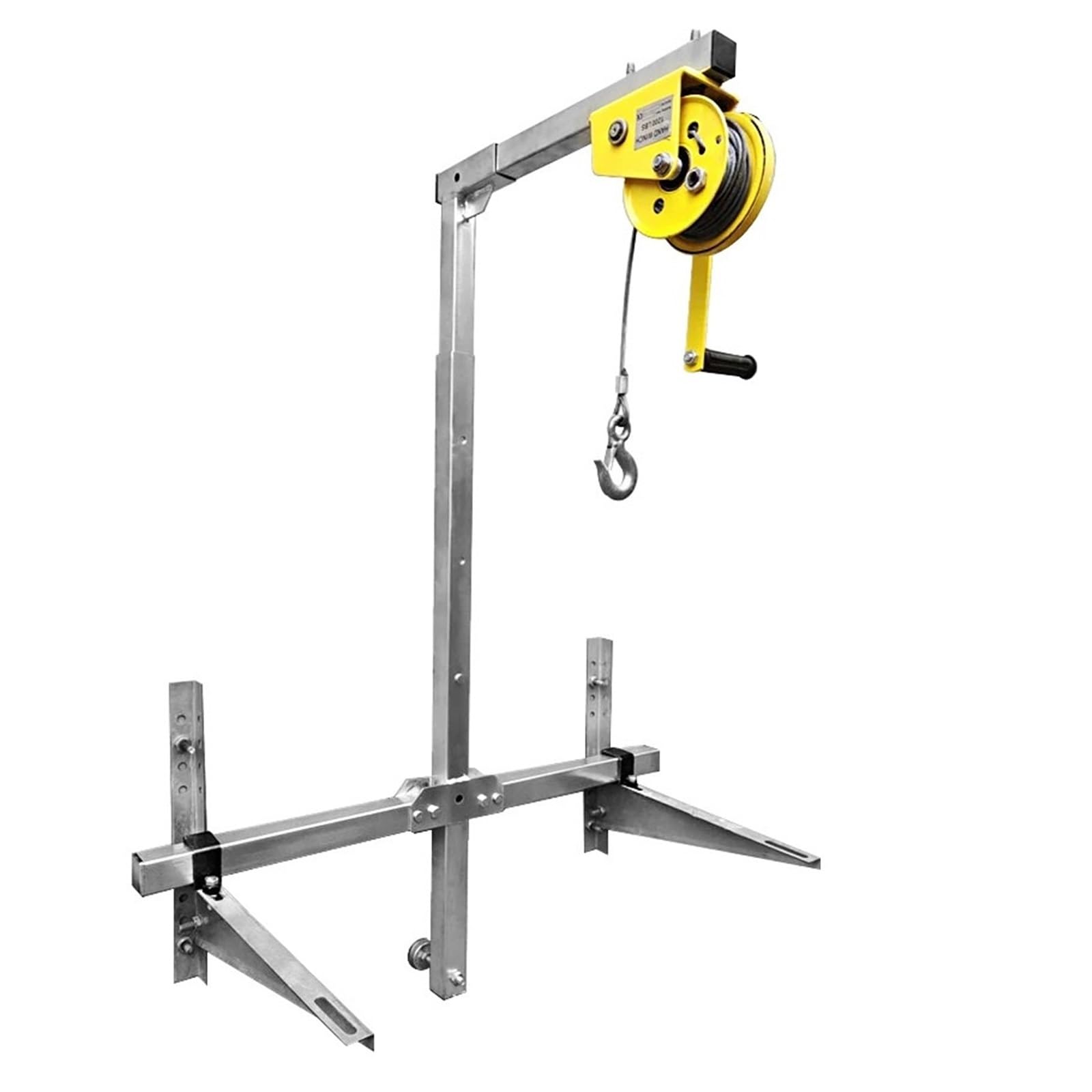Montacargas eléctrico Grúa plegable para aire acondicionado, soporte de elevación, máquina ligera, herramienta aérea, polea, manivela mano Polipasto Eléctrico de Cable(Regular 10M)