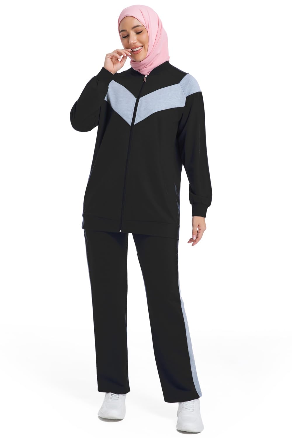 Sportset für muslimische Frauen - Langarm Shirt & Weite Hose 2-teilig - Bequem & Atmungsaktiv - Sport Outfit