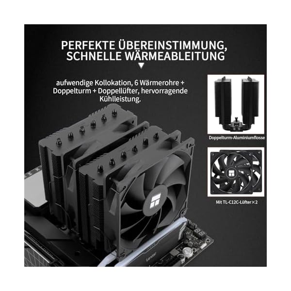 Thermalright Peerless Assassin 120 SE Black - Refrigerador de CPU (6 tubos de calor AGHP, dos ventiladores PWM de 120 mm, velocidad de 1550 rpm, para AM4/AM5 e Intel 1700/1851/115X/1200) - Image 5