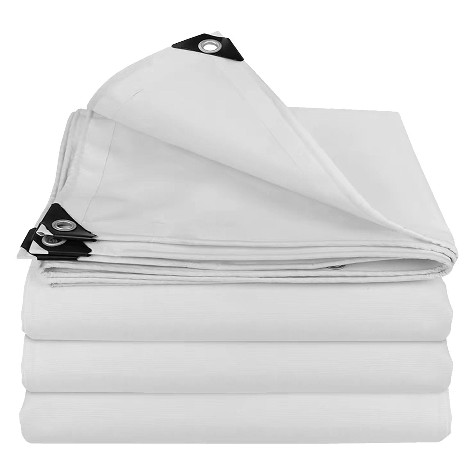 Tarpaulin Heavy Duty Tarp Sheet Cover, Extra Heavy Duty Canvas Tarp White Multiple Sizes with Reinforced Grommets(2x5m(6.5ftx16.4ft))