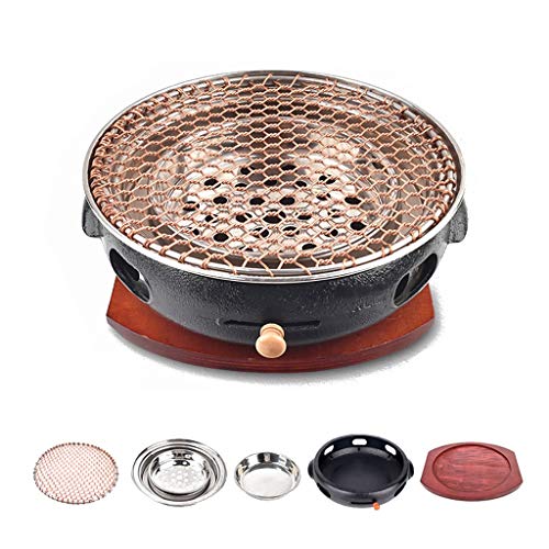 WEITINGKKK Barbacoa portátil, Barbacoa coreana de hierro fundido, 33 cm x 12 cm, multicolor interior exterior para 5 a 8 personas (C)