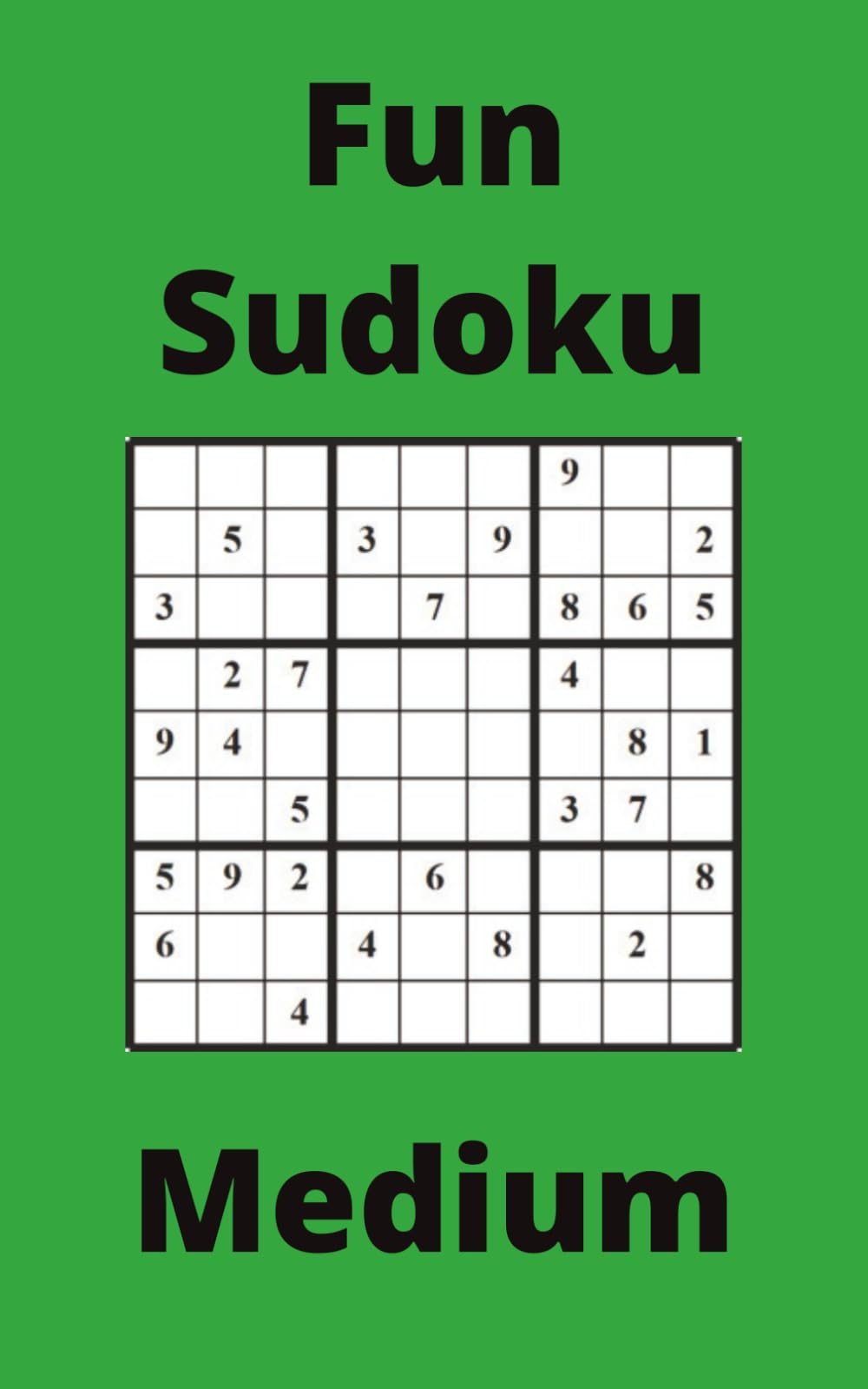Green Fun Sudoku Book, 9x9 Puzzles, 300 Pages, 5x8, Medium