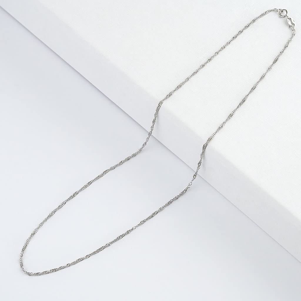 SILVEGO Damen Halskette aus 14 Karat 585 Weißgold Singapurkette Breite 1,4 mm