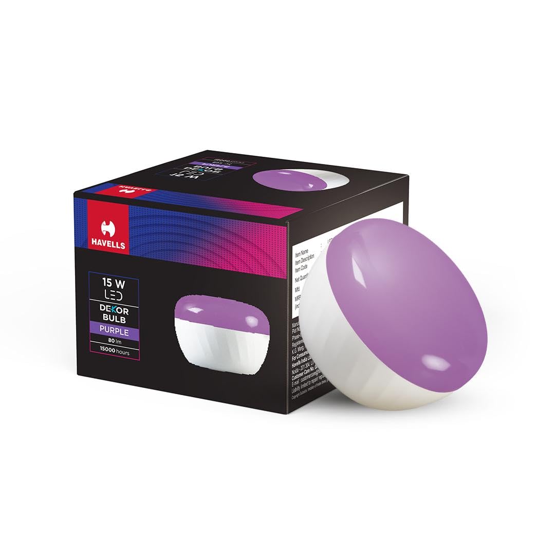 HAVELLS DEKOR 15W Decorative bulb with unique design to conceal/Hide the holder | B22| (PURPLE)-picture-36