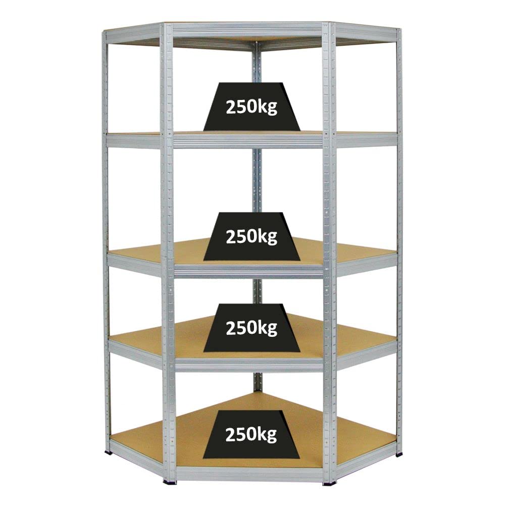 PROREGAL Eckregal Slim Elephant Verzinkt HxBxT 180x90x45 cm Fachlast 250kg Schwerlastregal, Kellerregal, Steckregal, Garagenregal