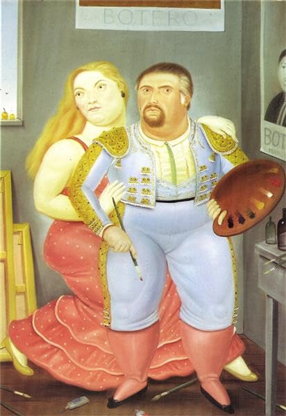 Peinture Fernando Botero Autoportrait Avec Sofia toile décorative salon moderne 60x90