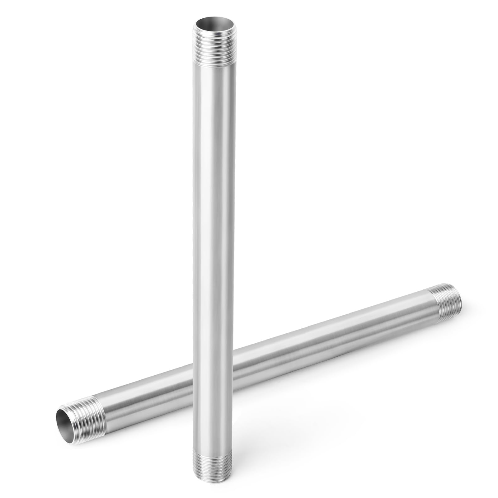 TAISHER 2 Stück Edelstahl-Rohrverschraubungen, 1/4" BSP x 1/4"BSP Außengewinde, 300mm Länge Nippel Gussrohr